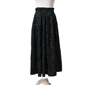👗Naggoo Polka Dot Ruffle Waist Maxi Skirt w/Pockets Size L EUC! 👗
